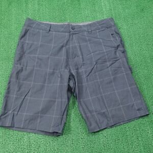 O'Neill Shorts Mens 36 Gray Plaid Chino Casual Pockets 10 Inseam Summer